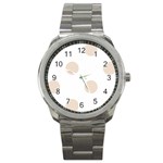 Polka Dots - Almond Brown on White Sport Metal Watch