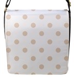 Polka Dots - Almond Brown on White Flap Closure Messenger Bag (S)