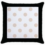 Polka Dots - Almond Brown on White Throw Pillow Case (Black)