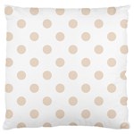 Polka Dots - Almond Brown on White Large Flano Cushion Case (One Side)