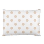 Polka Dots - Almond Brown on White Pillow Case (One Side)
