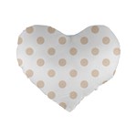 Polka Dots - Almond Brown on White Standard 16  Premium Heart Shape Cushion