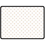 Polka Dots - Almond Brown on White Double Sided Fleece Blanket (Large) (Two Sides)