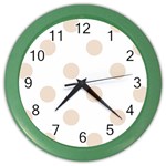 Polka Dots - Almond Brown on White Color Wall Clock