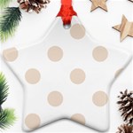 Polka Dots - Almond Brown on White Star Ornament (Two Sides)
