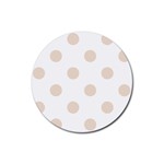 Polka Dots - Almond Brown on White Rubber Round Coaster (4 pack)