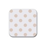 Polka Dots - Almond Brown on White Rubber Coaster (Square)