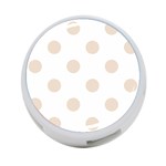 Polka Dots - Almond Brown on White 4-Port USB Hub (Two Sides)