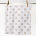 Polka Dots - Almond Brown on White Face Towel