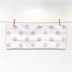 Polka Dots - Almond Brown on White Hand Towel