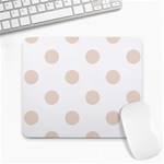 Polka Dots - Almond Brown on White Large Mousepad
