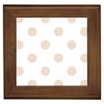 Polka Dots - Almond Brown on White Framed Tile