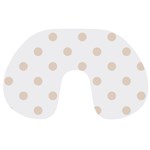 Polka Dots - Almond Brown on White Travel Neck Pillow