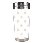Polka Dots - Almond Brown on White Stainless Steel Travel Tumbler