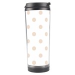 Polka Dots - Almond Brown on White Travel Tumbler