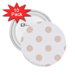 Polka Dots - Almond Brown on White 2.25  Button (10 pack)
