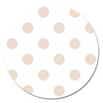Polka Dots - Almond Brown on White Magnet 5  (Round)