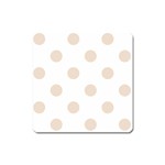Polka Dots - Almond Brown on White Magnet (Square)
