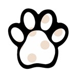 Polka Dots - Almond Brown on White Magnet (Paw Print)