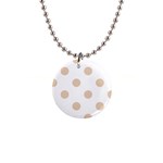 Polka Dots - Pastel Brown on White 1  Button Necklace
