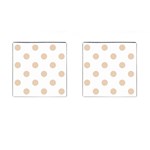 Polka Dots - Pastel Brown on White Cufflinks (Square)
