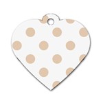 Polka Dots - Pastel Brown on White Dog Tag Heart (Two Sides)