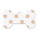 Polka Dots - Pastel Brown on White Dog Tag Bone (One Side)