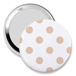 Polka Dots - Pastel Brown on White 3  Handbag Mirror