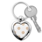 Polka Dots - Pastel Brown on White Key Chain (Heart)