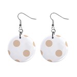 Polka Dots - Pastel Brown on White 1  Button Earrings
