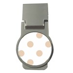 Polka Dots - Pastel Brown on White Money Clip (Round)
