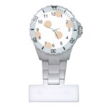 Polka Dots - Pastel Brown on White Nurses Watch