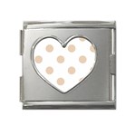 Polka Dots - Pastel Brown on White Mega Link Heart Italian Charm (18mm)