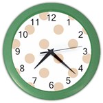 Polka Dots - Pastel Brown on White Color Wall Clock