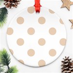 Polka Dots - Pastel Brown on White Ornament (Round)