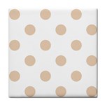 Polka Dots - Pastel Brown on White Tile Coaster