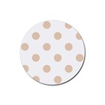 Polka Dots - Pastel Brown on White Rubber Coaster (Round)