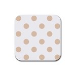 Polka Dots - Pastel Brown on White Rubber Coaster (Square)