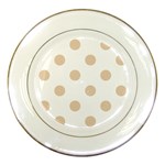 Polka Dots - Pastel Brown on White Porcelain Plate