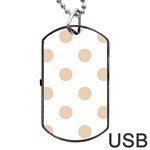 Polka Dots - Pastel Brown on White Dog Tag USB Flash (One Side)