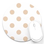 Polka Dots - Pastel Brown on White Round Mousepad