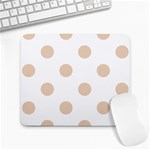 Polka Dots - Pastel Brown on White Large Mousepad