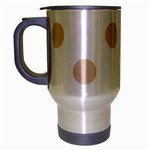 Polka Dots - Pastel Brown on White Travel Mug (Silver Gray)