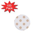 Polka Dots - Pastel Brown on White 1  Mini Button (100 pack)