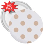Polka Dots - Pastel Brown on White 3  Button (100 pack)