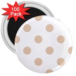 Polka Dots - Pastel Brown on White 3  Magnet (100 pack)