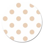 Polka Dots - Pastel Brown on White Magnet 5  (Round)