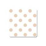 Polka Dots - Pastel Brown on White Magnet (Square)