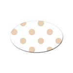 Polka Dots - Pastel Brown on White Sticker Oval (10 pack)