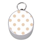 Polka Dots - Pastel Brown on White Silver Compass (Mini)